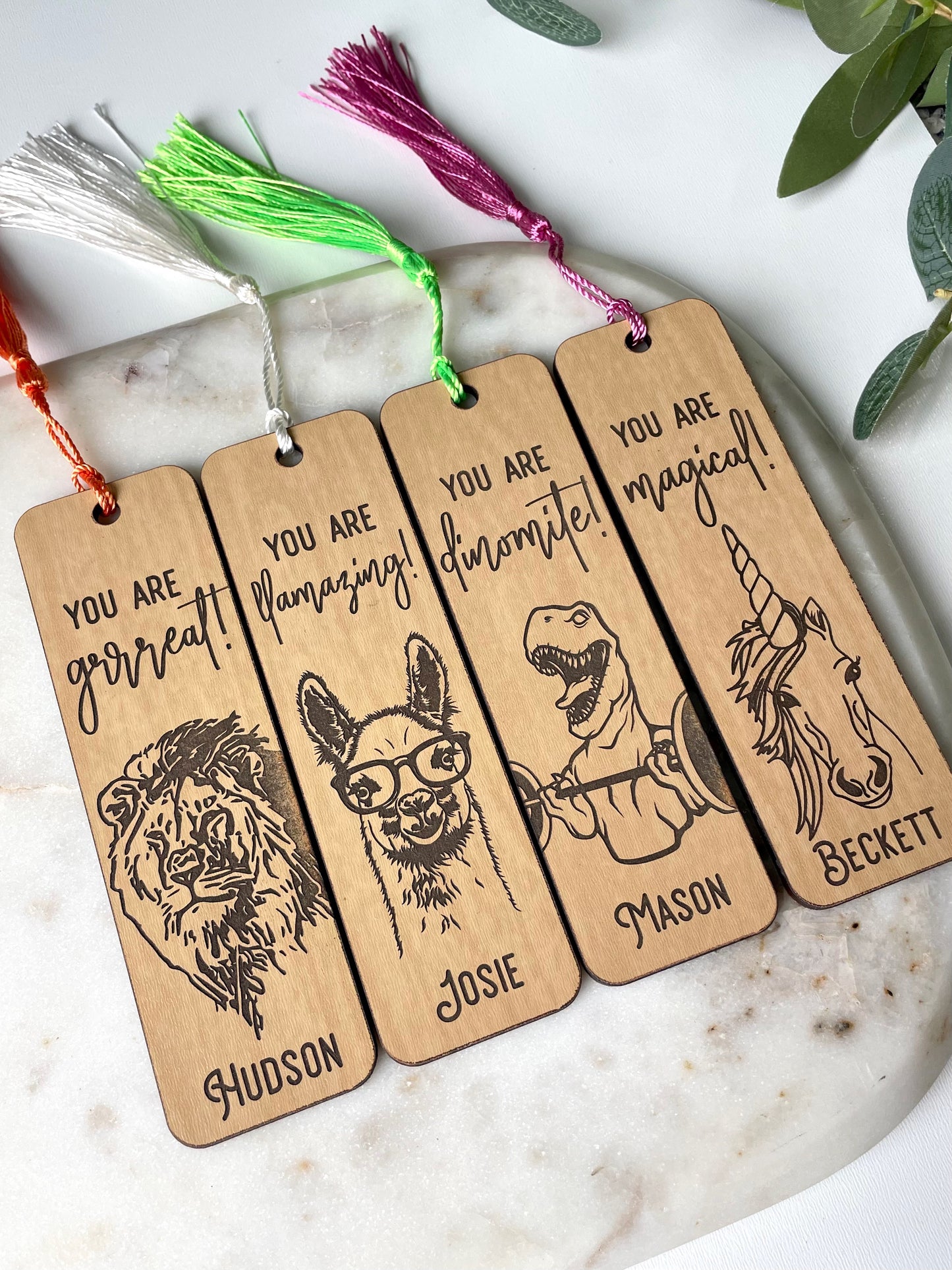 Cute Animal Affirmations Wood Bookmark