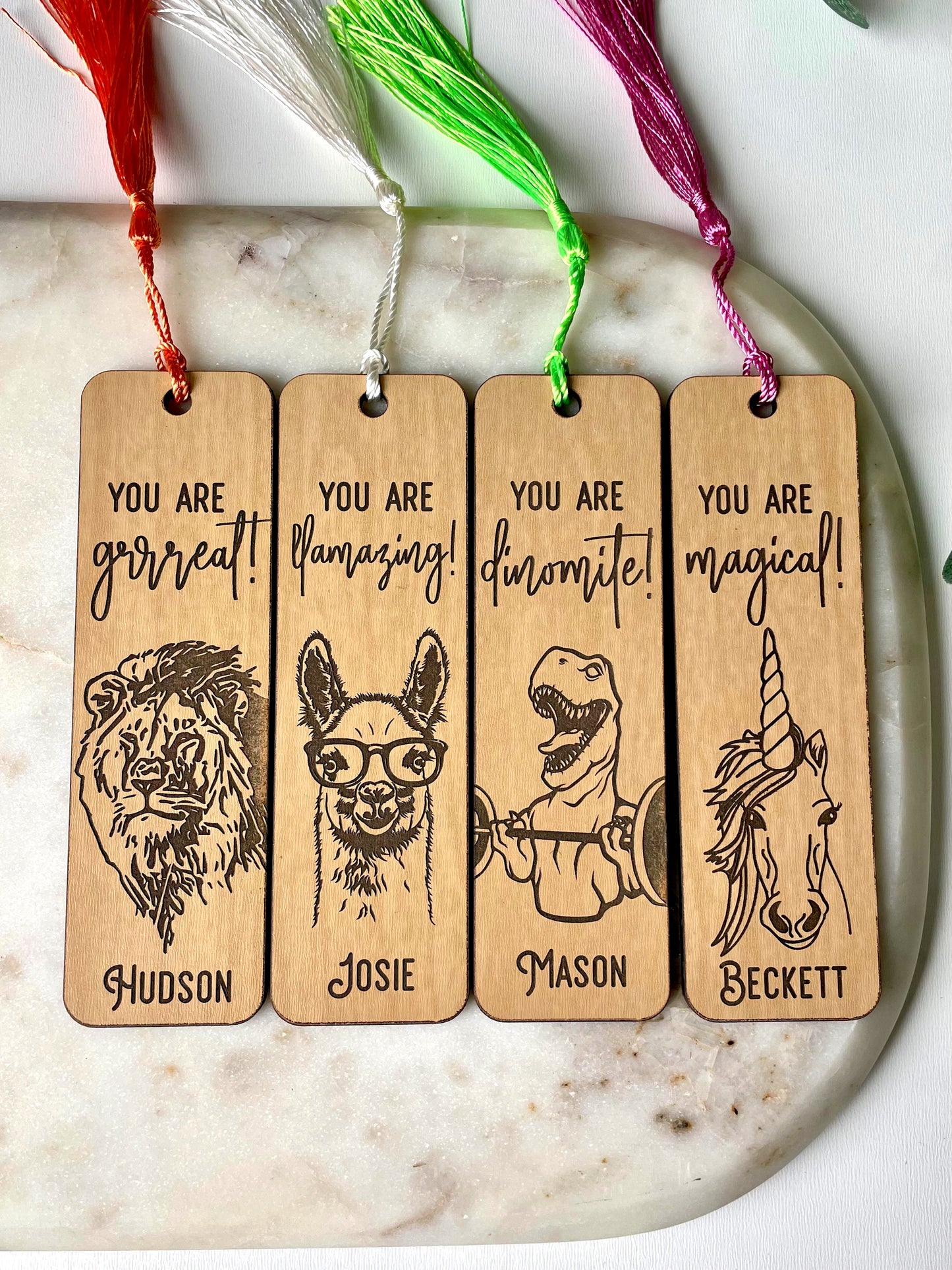 Cute Animal Affirmations Wood Bookmark