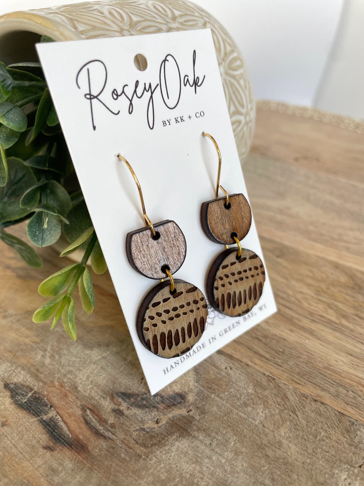 Double Drop Wood Dangle Earrings