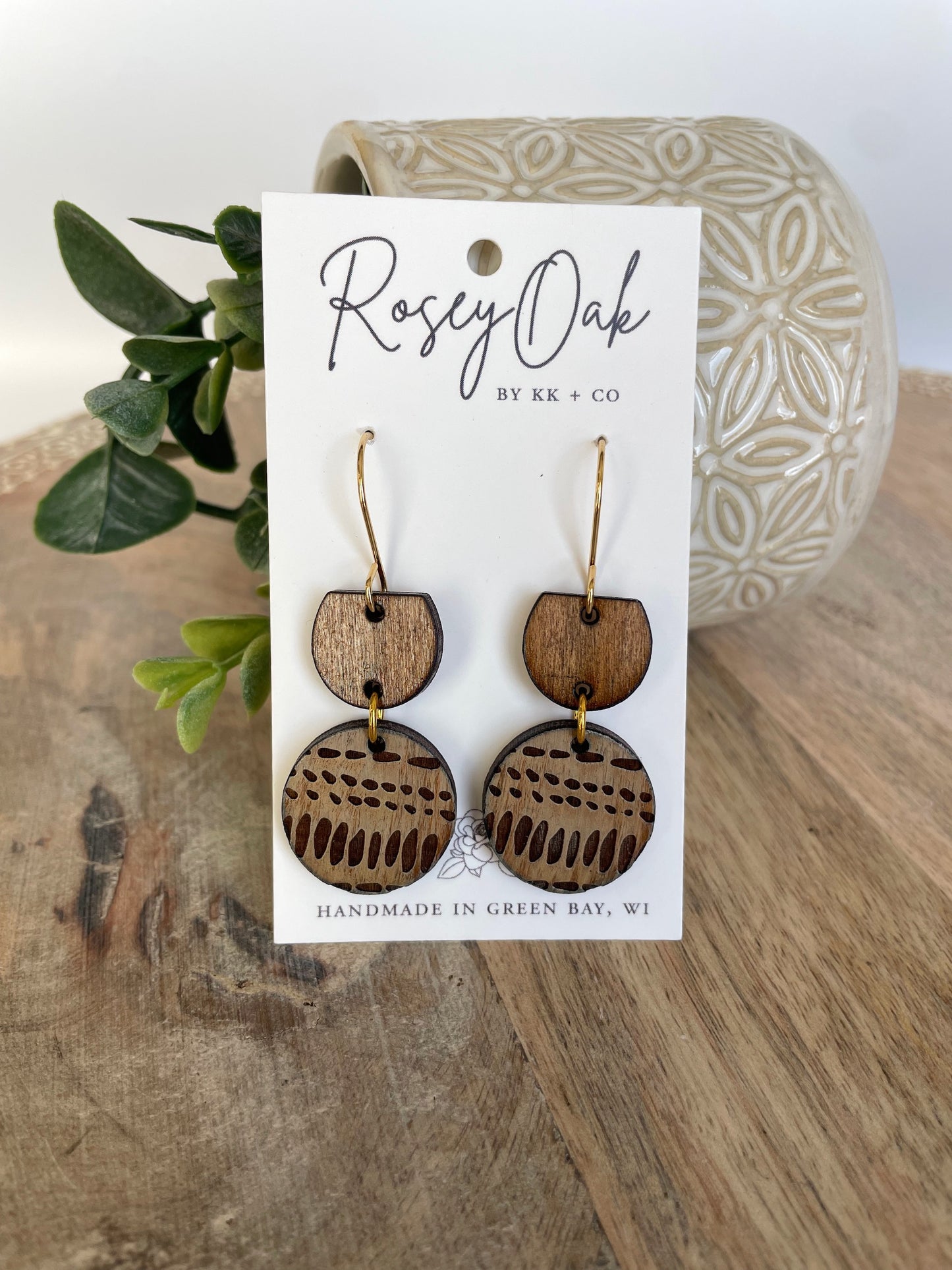 Double Drop Wood Dangle Earrings