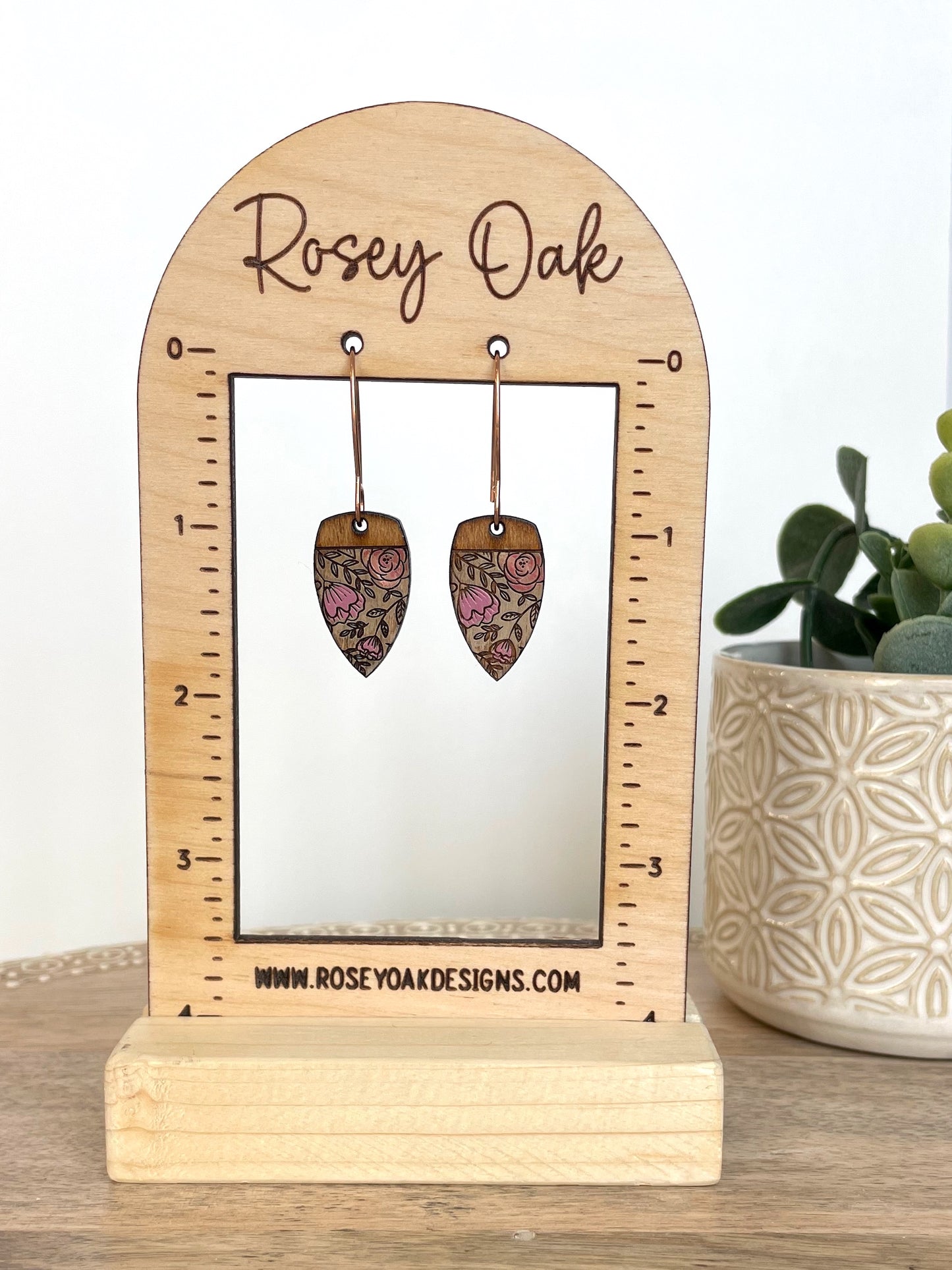 Victorian Spear Wood Dangle Earrings