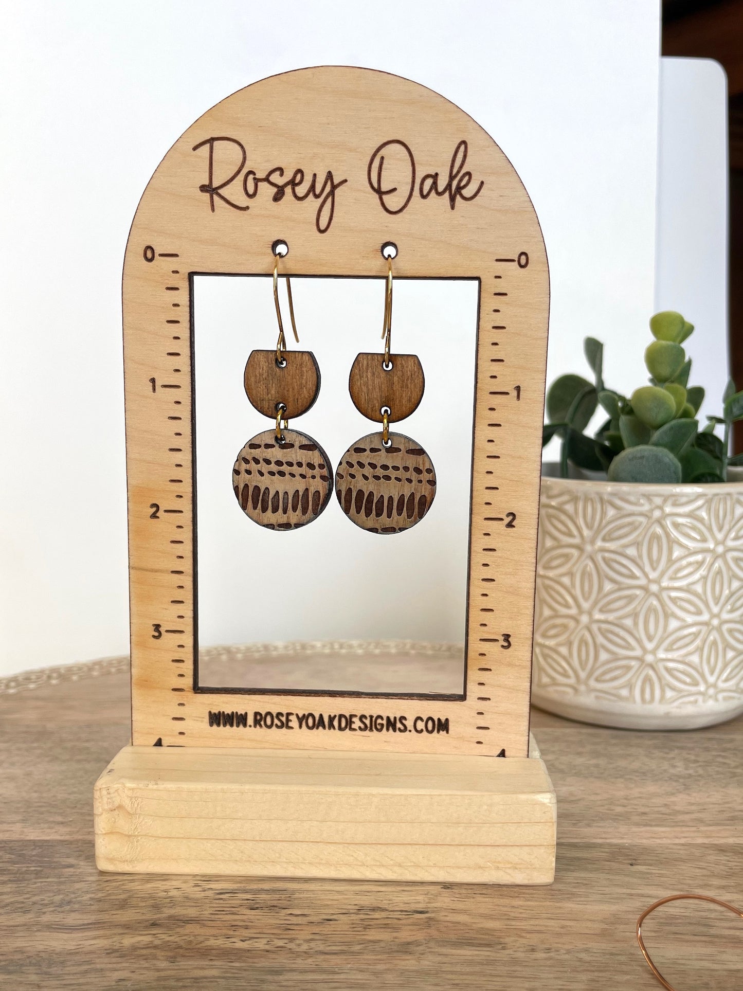 Double Drop Wood Dangle Earrings