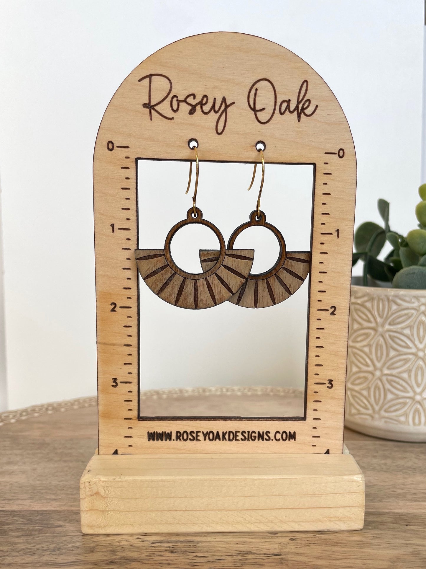 Open Fan Wood Dangle Earrings