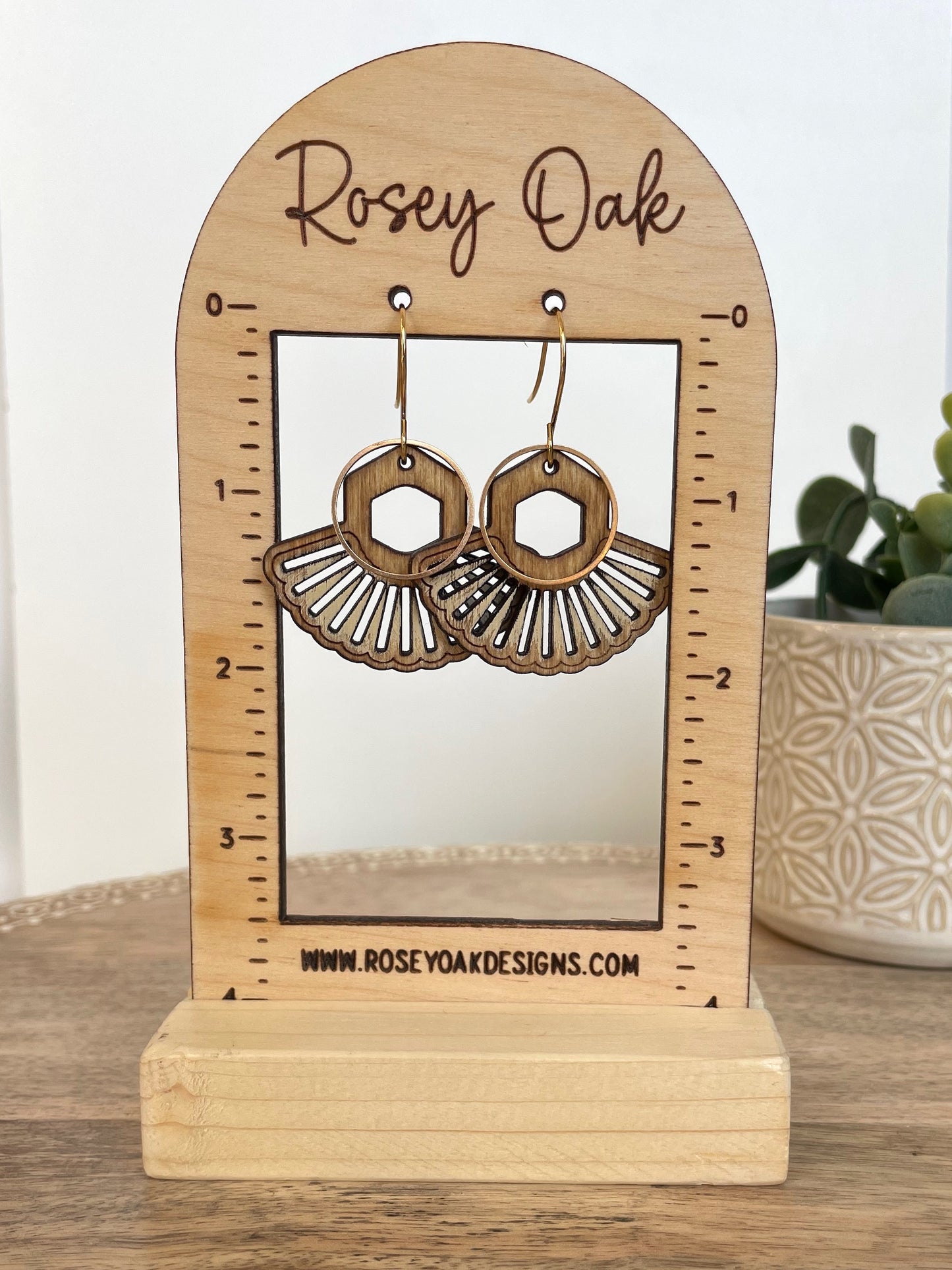 Boho Radial Hoop Wood Dangle Earrings